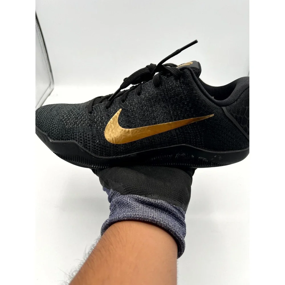 Nike Kobe 11 Elite Low 885003-994 Mens 9.5‎ Sneakers Cozy Gold Black Mamba Shoes